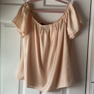 over the shoulder flowing silky crop top